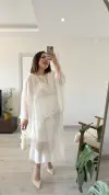 EKRU ŞİFON PELERİN BLUZ