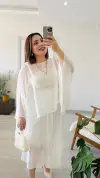 EKRU ŞİFON PELERİN BLUZ