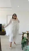  - EKRU ŞİFON PELERİN BLUZ