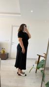 Siyah Kısa Kollu Midi Modal Elbise
