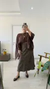 Kahve Puantiyeli Saten Etek