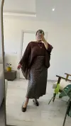Kahve Puantiyeli Saten Etek