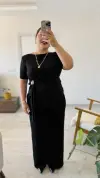 Siyah Asimetrik Kesim Bluz ve Pantolon Takım