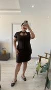 Kahve Bağlamalı Mini Elbise