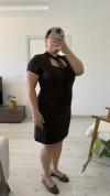 Kahve Bağlamalı Mini Elbise