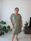Yeşil Keten Elbise