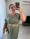 Yeşil Keten Elbise