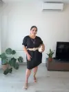 Siyah Keten Elbise