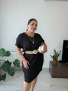 Siyah Keten Elbise