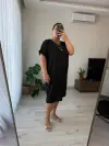 Siyah Keten Elbise