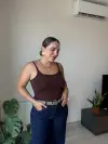 Kahve Göğüs Pedli Bluz