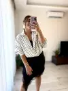 Siyah Dantelli Asimetrik Etek
