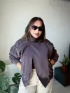 Kahve Dik Yaka Bomber Ceket