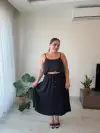 SİYAH SATEN ETEK BLUZ TAKIM