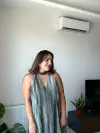 Şifon Yeşil Uzun Elbise