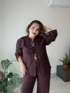 Üstü Biyeli Mürdüm Takım