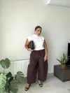 Ekru Büzgülü Bodysuit