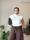 Ekru Büzgülü Bodysuit