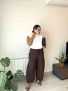 Ekru Büzgülü Bodysuit