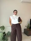 Ekru Büzgülü Bodysuit