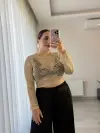 Dökümlü Siyah Pantolon