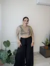 Dökümlü Siyah Pantolon
