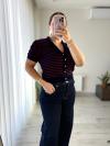 Polo Yaka Çizgili Triko