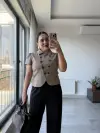 Önü Pileli Siyah Palazzo Pantolon