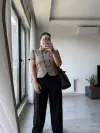 Kruvaze Düğmeli Bluz
