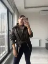 Leopar Jean Crop Ceket