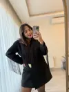 Siyah Püskül Detaylı Crop Blazer Ceket