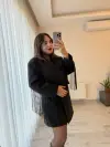 Siyah Püskül Detaylı Crop Blazer Ceket