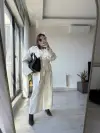 Ekru Kısa Kuşaklı Trençkot