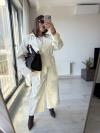 Önü Pileli Ekru Pantolon