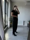 Önü Pileli Siyah Pantolon