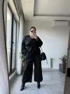 Siyah Kısa Kuşaklı Trençkot